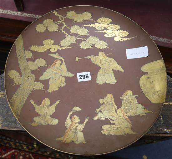 A Japanese lacquer footed dish diameter 35cm